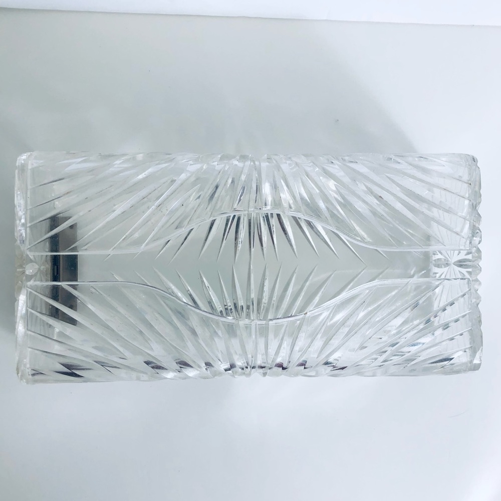 Rare 1950s Wilardy Lucite Tissue Box Clear Cut Carvings Design
